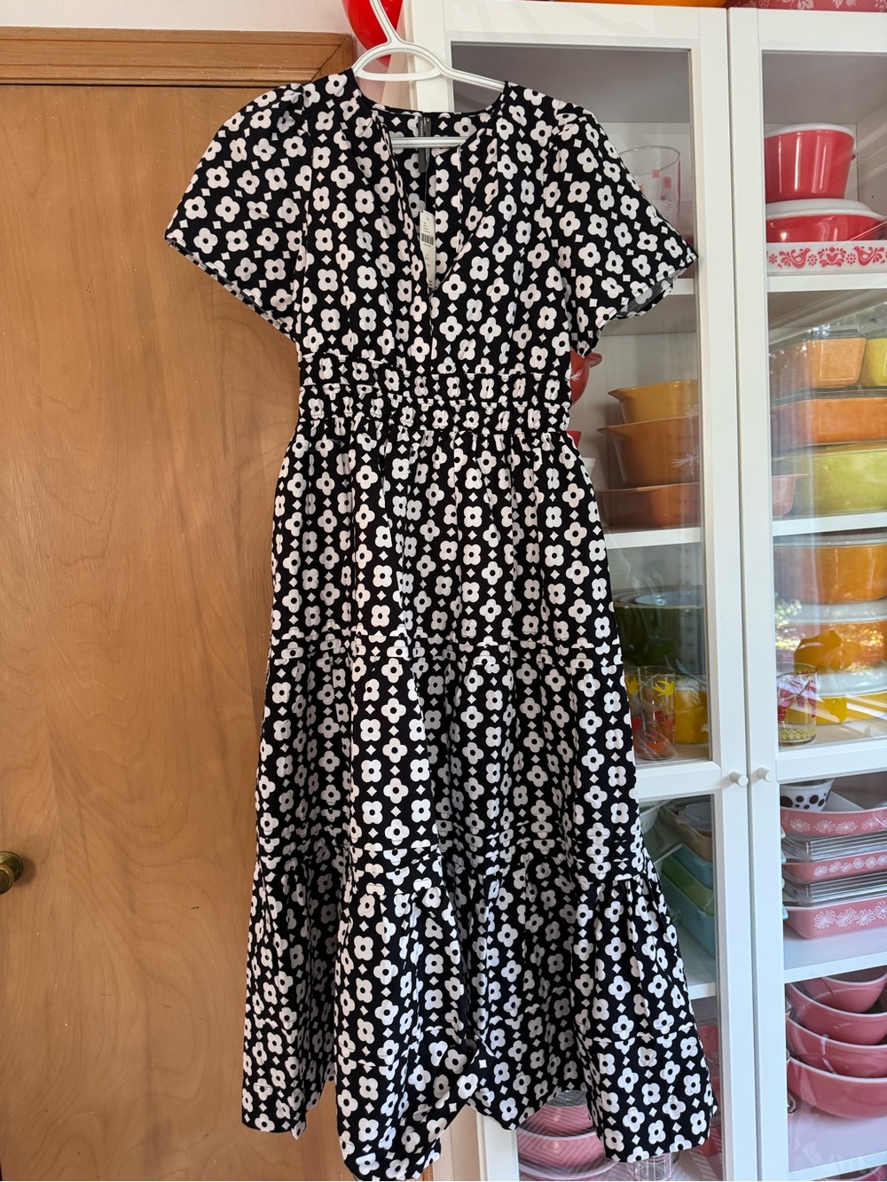Anthropologie Black and White Floral Maxi Dress